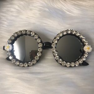 Rhinestone Round Sunglasses